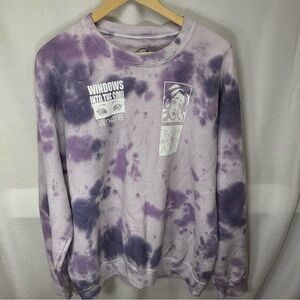 Neon Riot Tie Dye Graphic Sweatshirt Anime Manga‎ Print Purple Medium